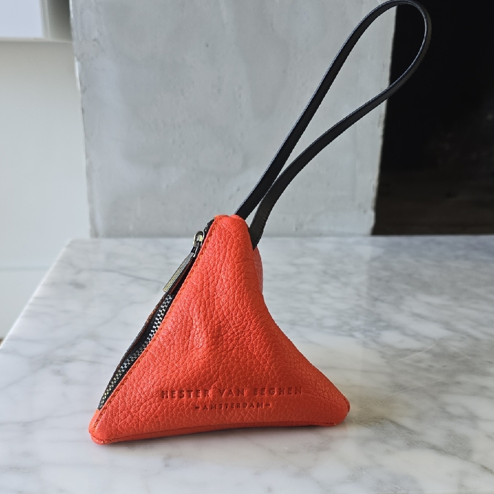 Hester Van Eeghen Amsterdam Orange Leather Wristlet